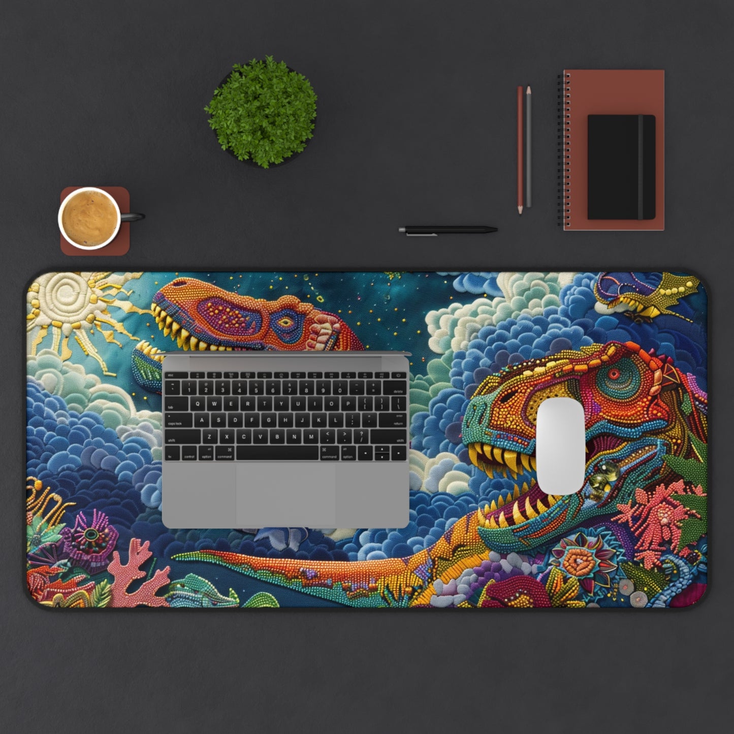 Gaming Desk Mat - Celestial T-Rex Duet
