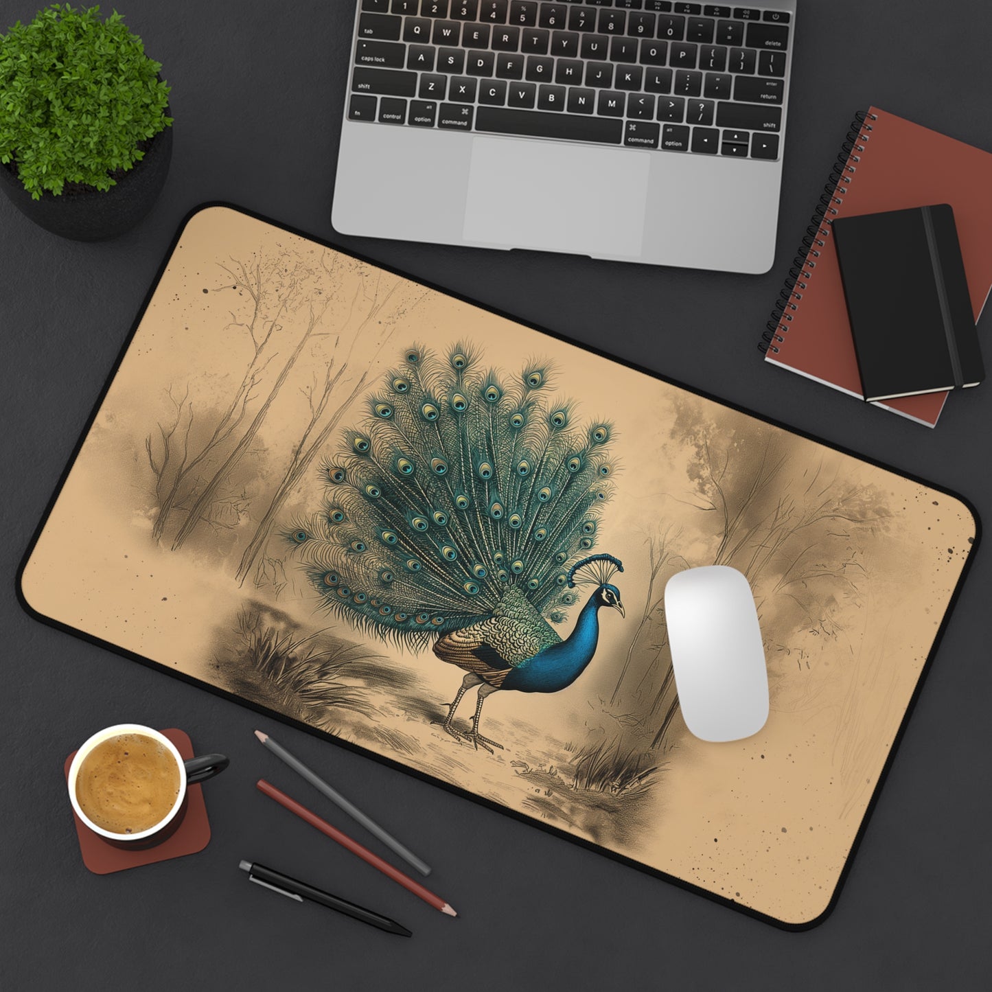 Gaming Desk Mat - Magnificent Peacock Display