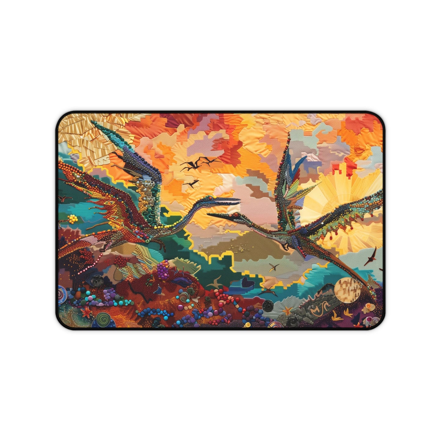 Gaming Desk Mat - Skybound Pterodactyls at Dawn