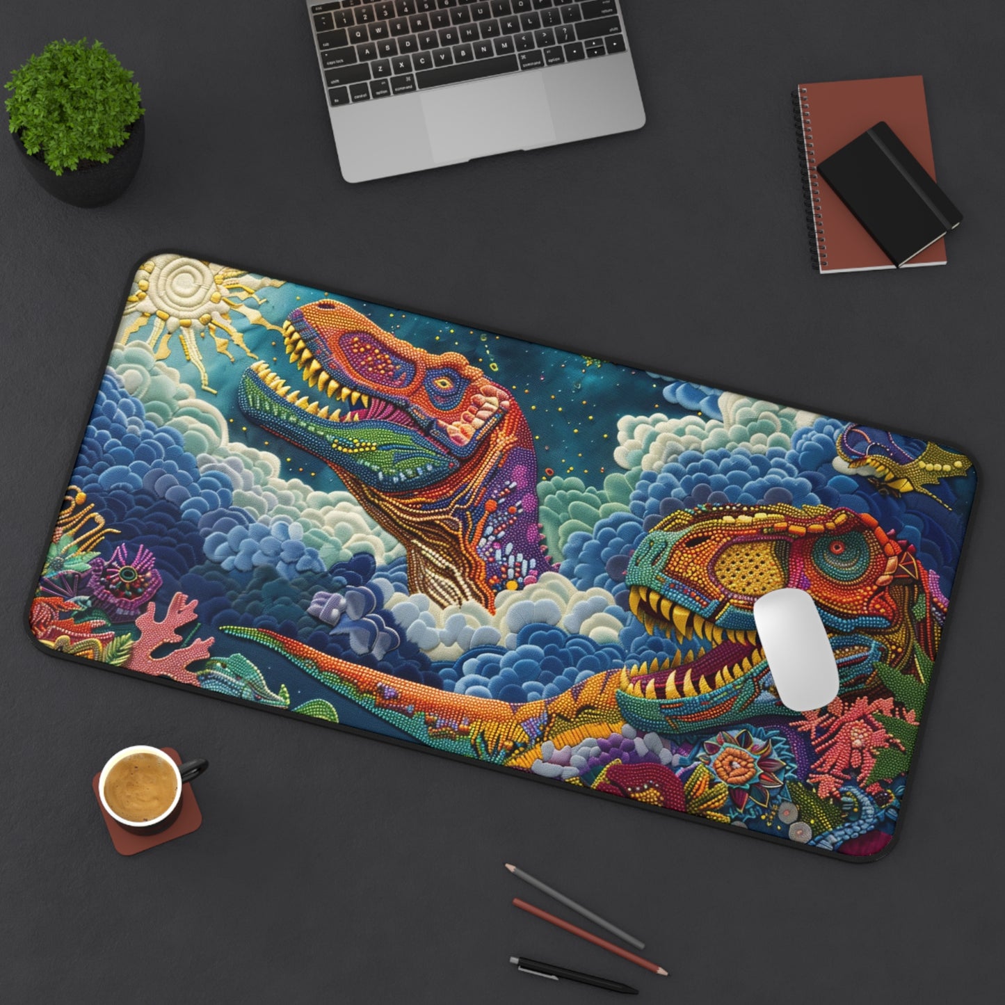Gaming Desk Mat - Celestial T-Rex Duet