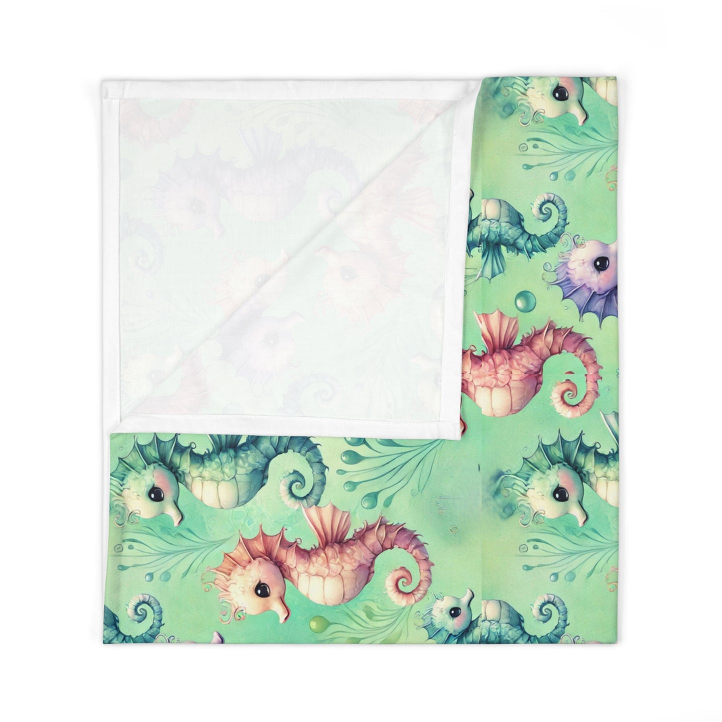 Custom Baby Swaddle Blanket - Seahorse Serenade
