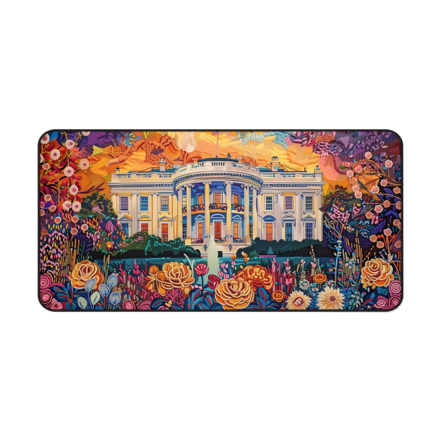 Gaming Desk Mat - Floral Splendor at the White House