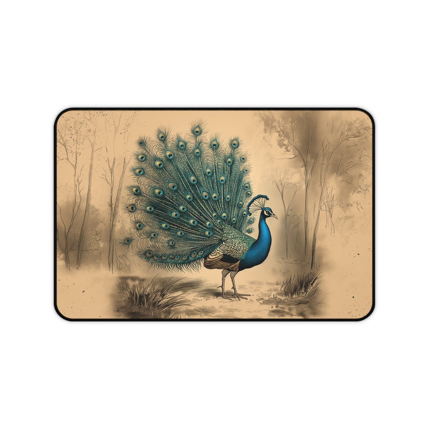 Gaming Desk Mat - Magnificent Peacock Display