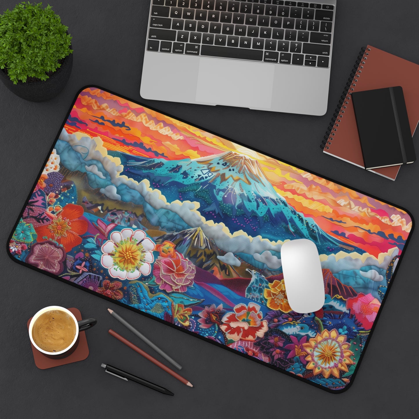 Gaming Desk Mat - Radiant Sunrise Over Mount Kilimanjaro
