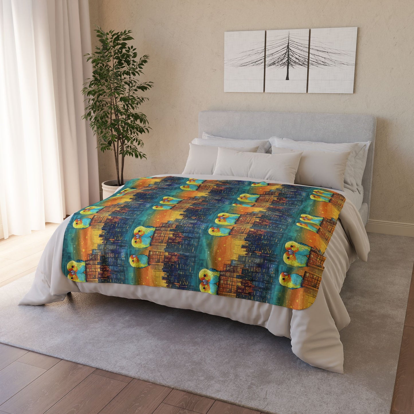 Sherpa Blanket: Custom Skyline Serenade Fleece Throw