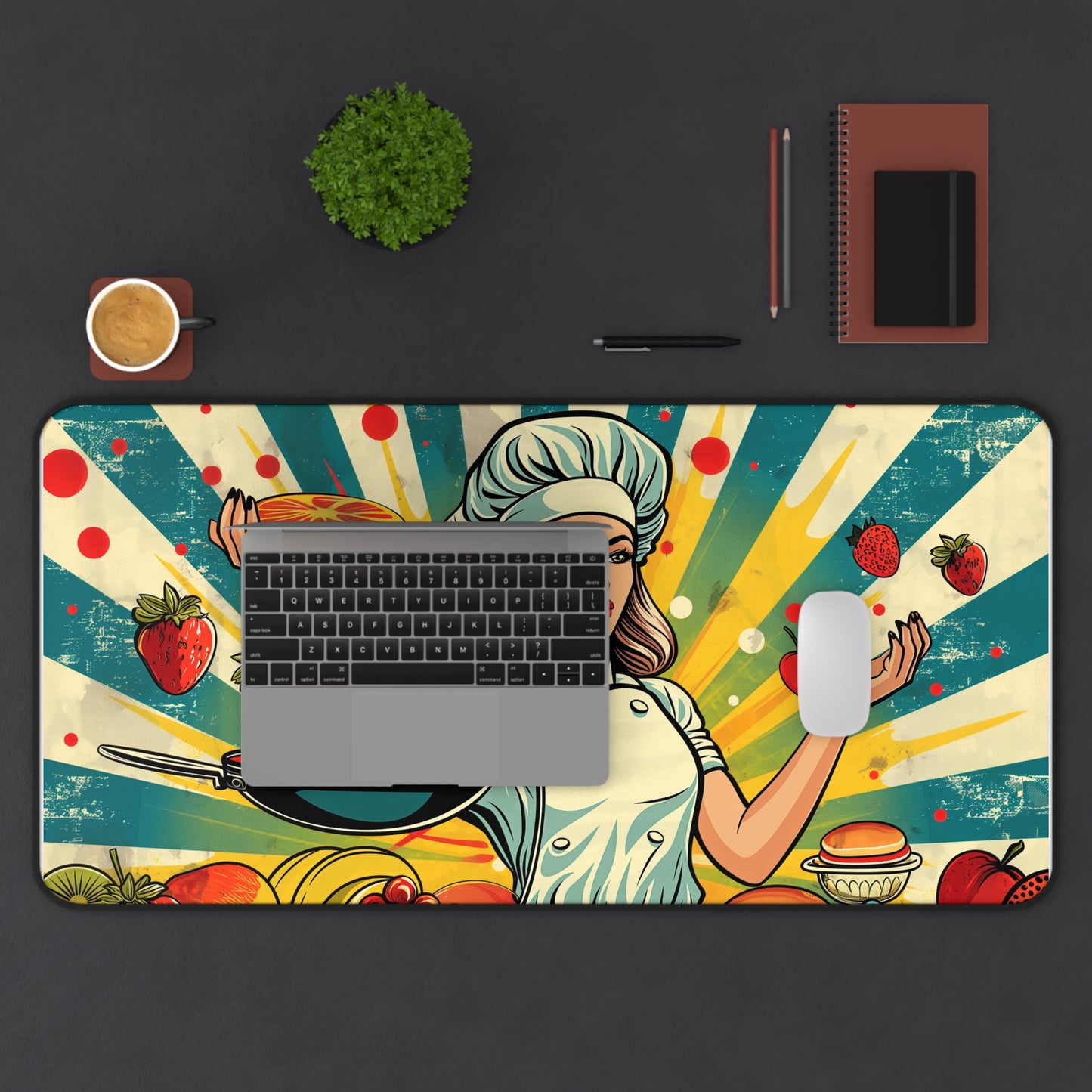 Gaming Desk Mat - Chef's Pop Art Paradise