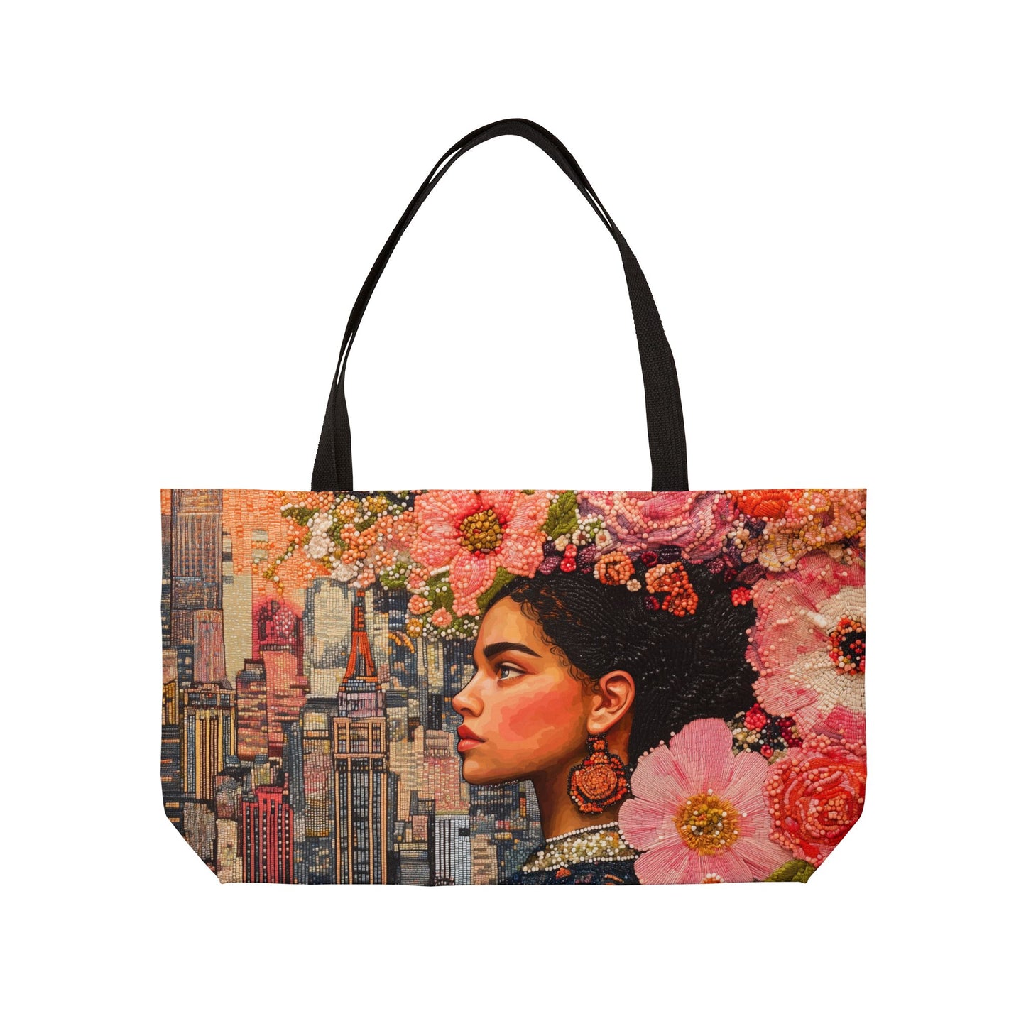 Weekender Tote Bag - Floral Grace in the City, Broadway, NY in 1800's