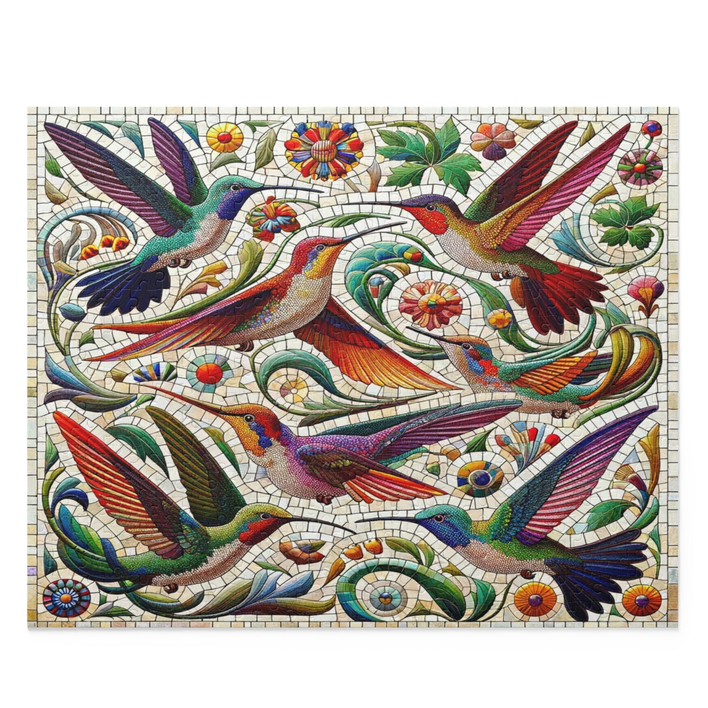 Mosaic Melody: The Dance of Hummingbirds - Puzzle (120, 252, 500-Piece)