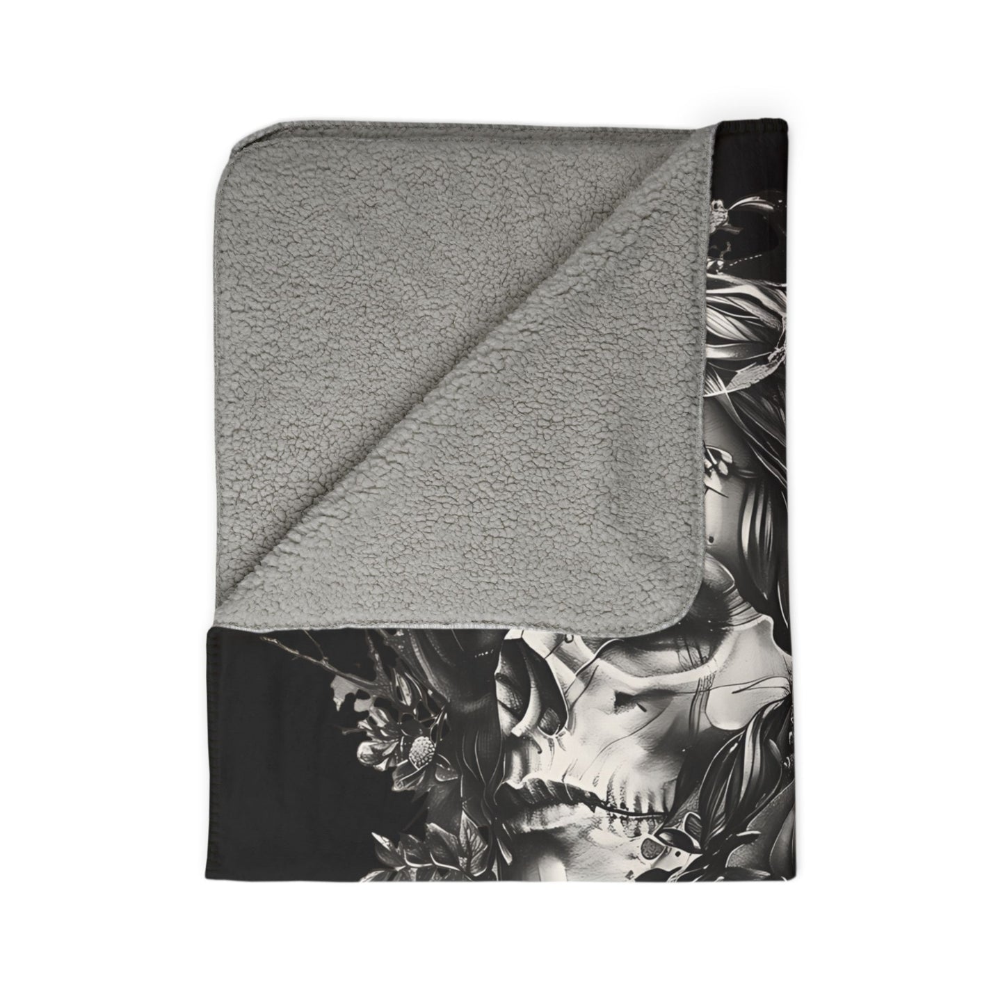 Sherpa Blanket: Custom Bloom & Skull Accent Fleece Throw
