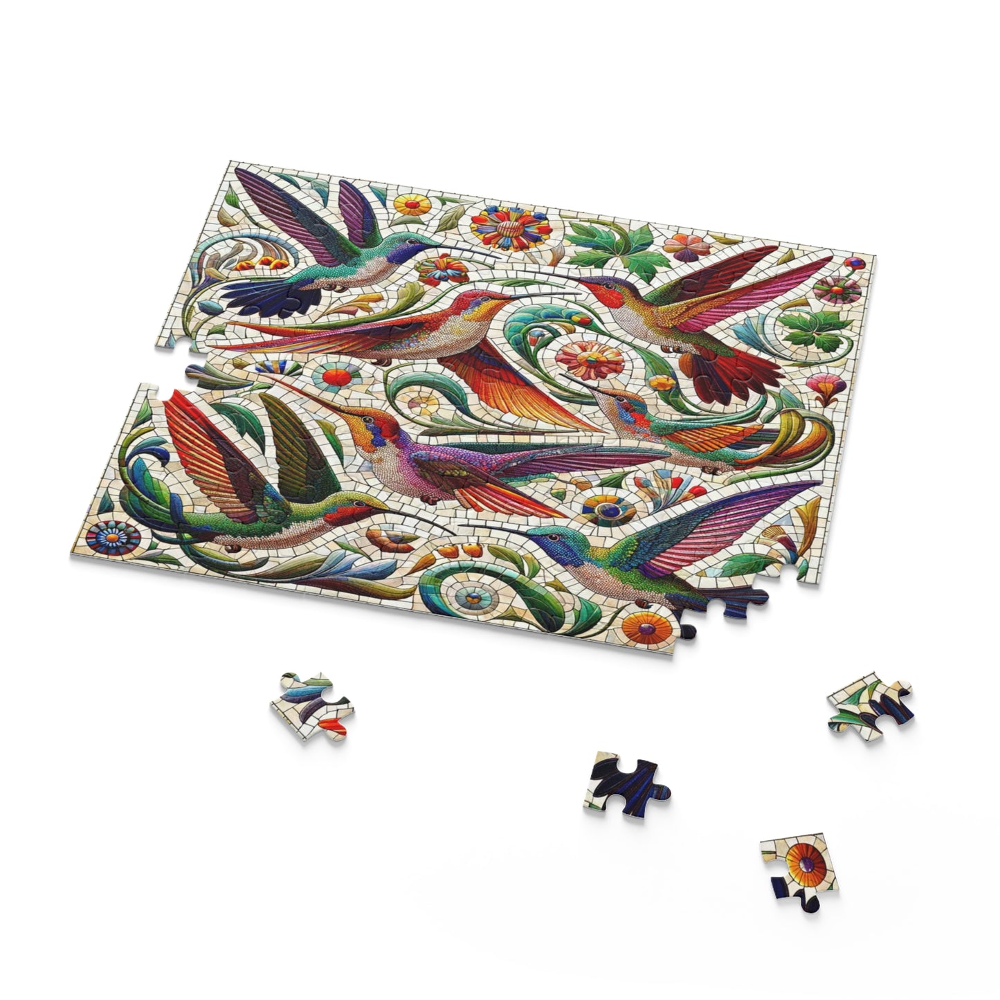 Mosaic Melody: The Dance of Hummingbirds - Puzzle (120, 252, 500-Piece)