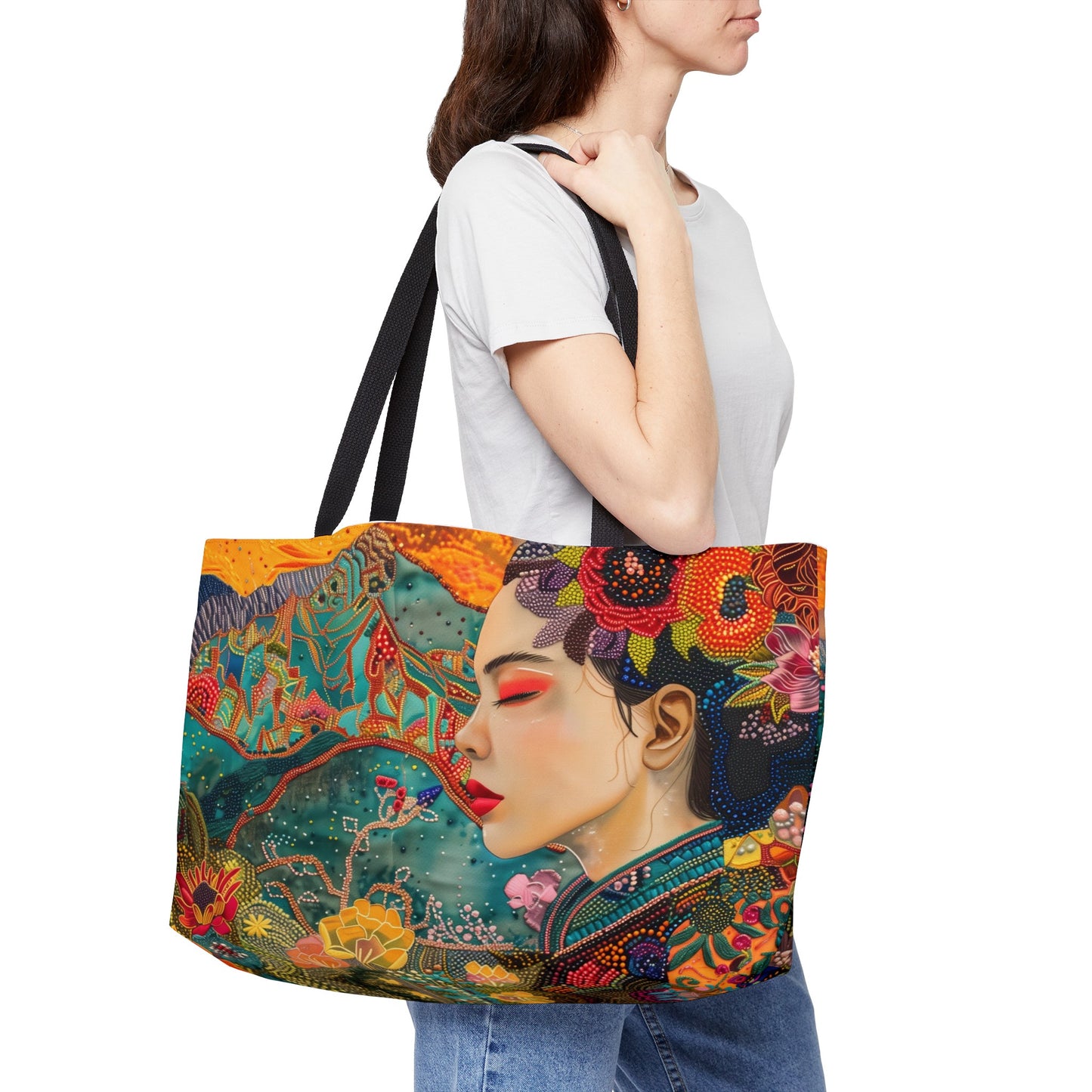 Weekender Tote Bag - Graceful Vietnamese Beauty in Traditional Attire