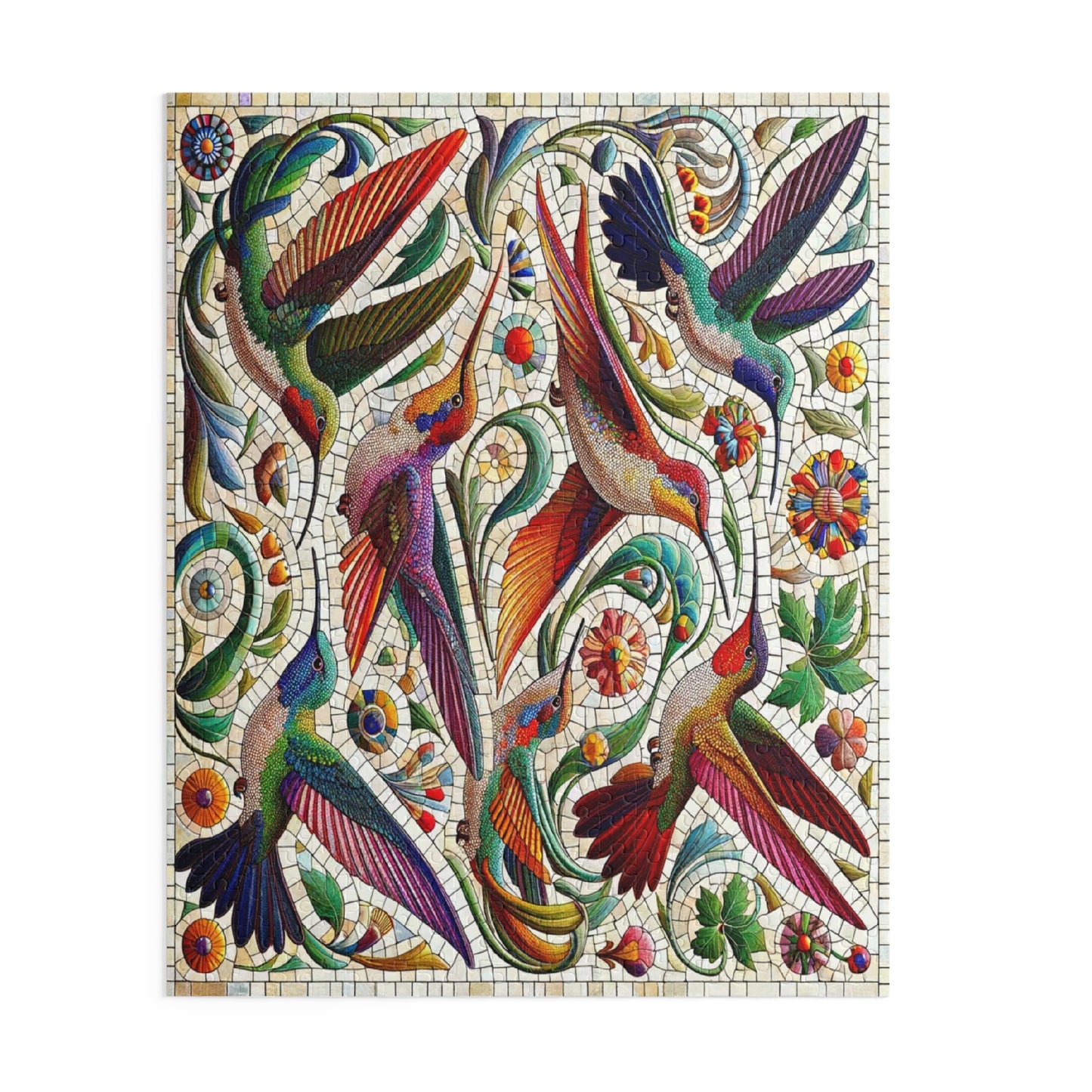 Mosaic Melody: The Dance of Hummingbirds - Puzzle (120, 252, 500-Piece)