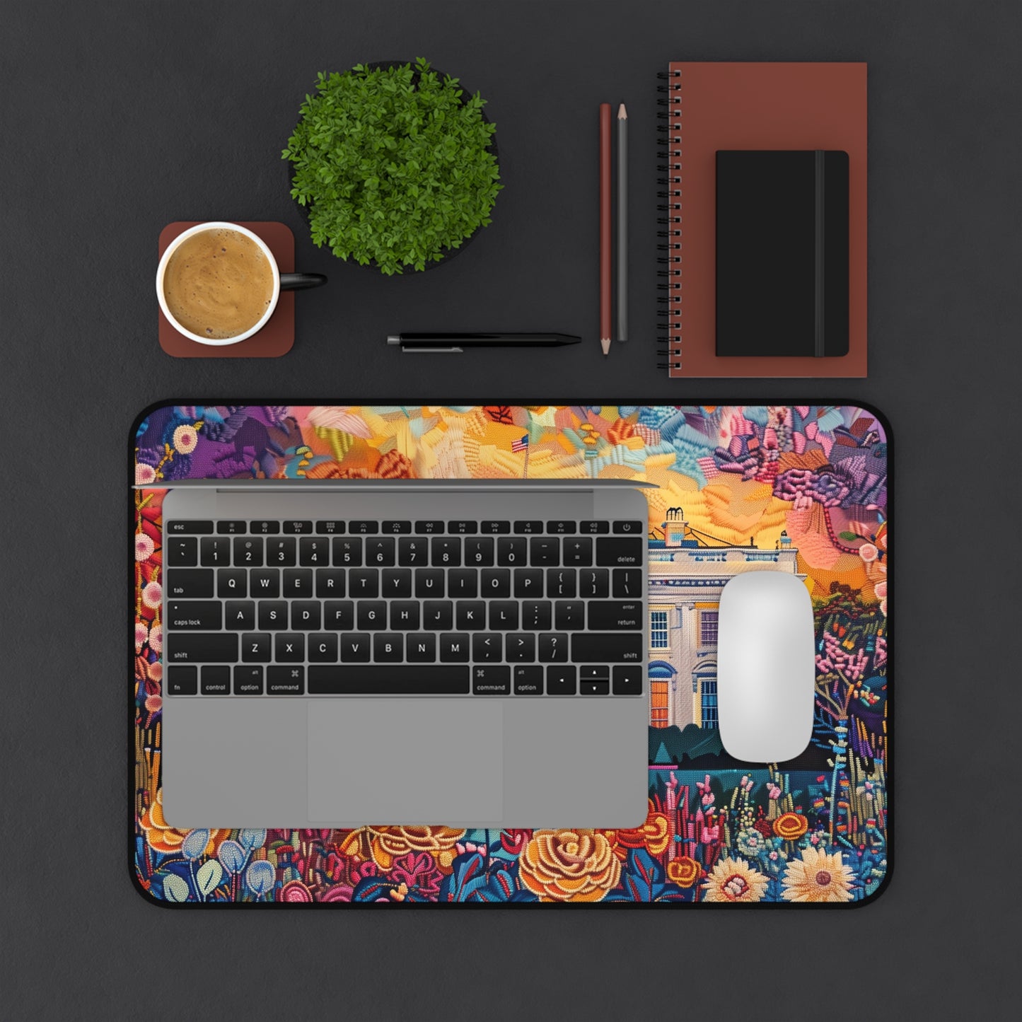Gaming Desk Mat - Floral Splendor at the White House