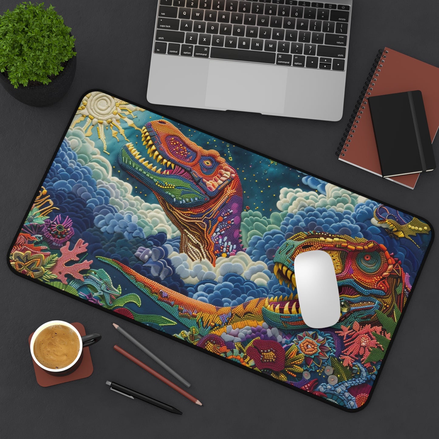 Gaming Desk Mat - Celestial T-Rex Duet