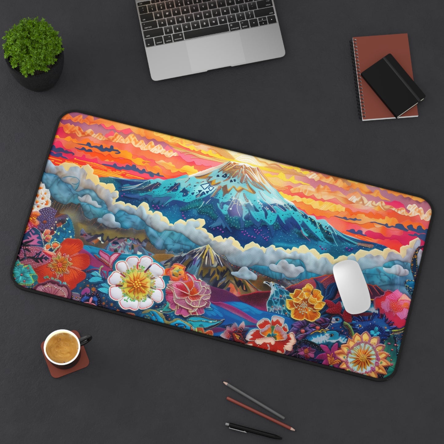 Gaming Desk Mat - Radiant Sunrise Over Mount Kilimanjaro