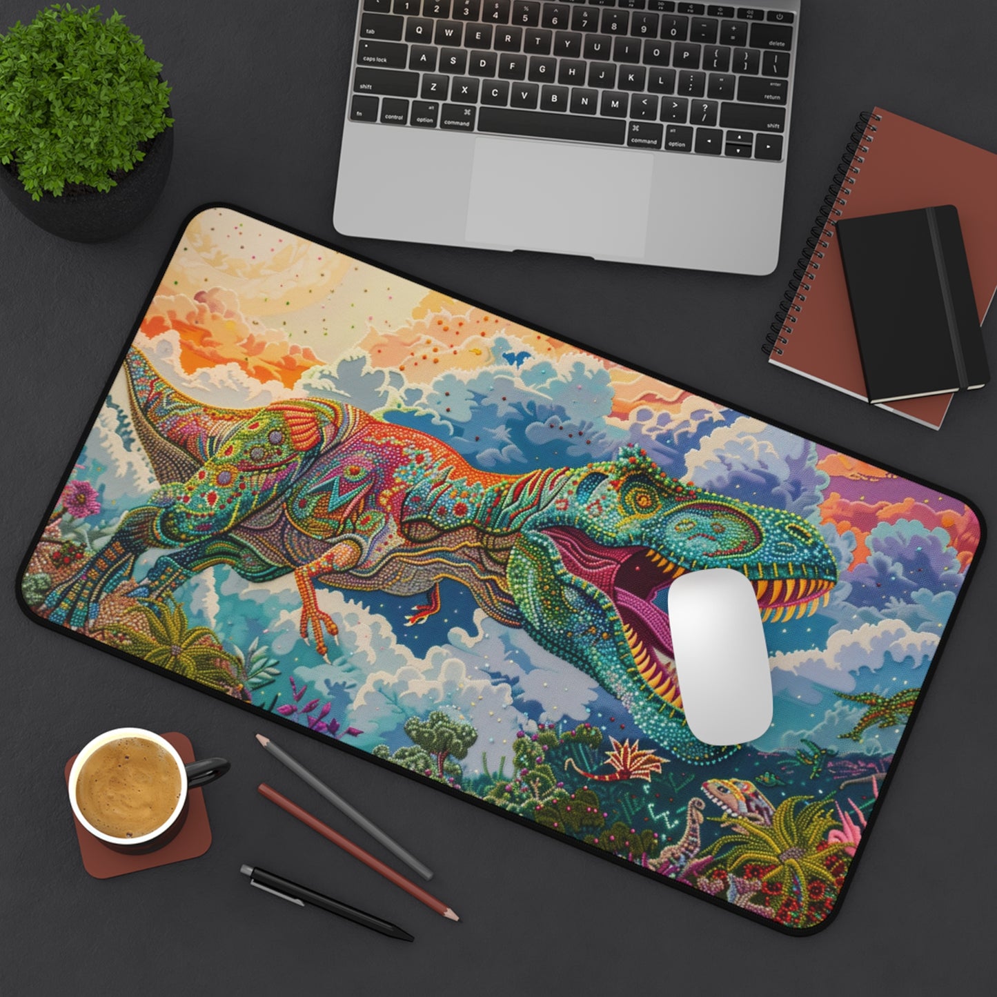 Gaming Desk Mat - T-Rex in Technicolor