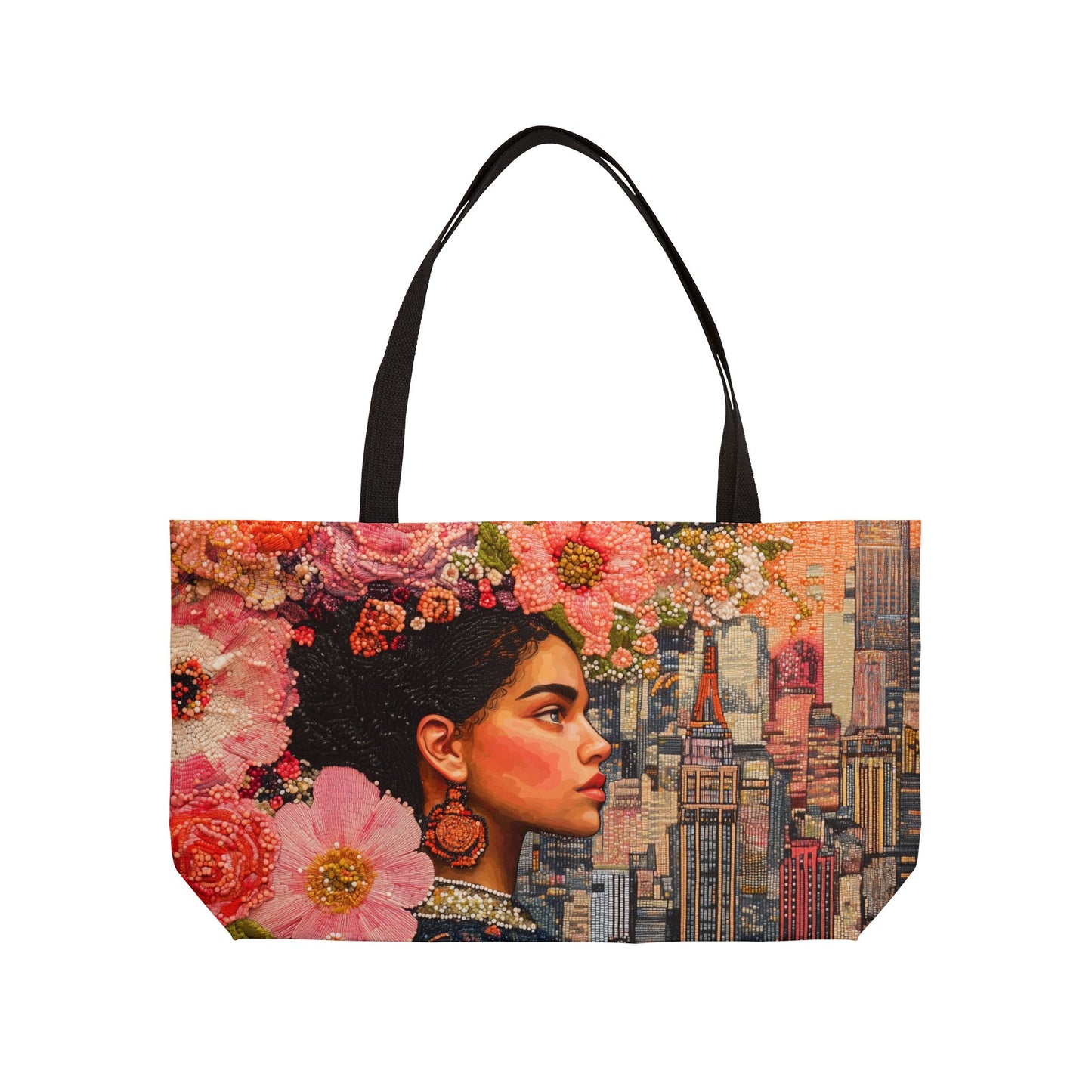 Weekender Tote Bag - Floral Grace in the City, Broadway, NY in 1800's