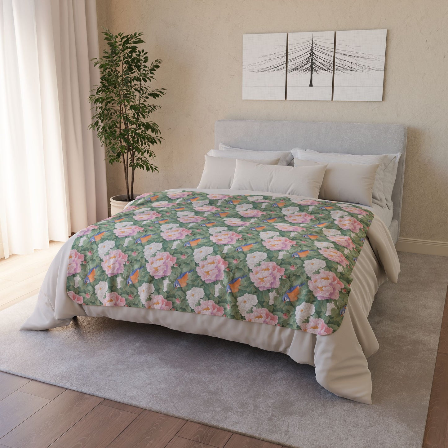 Sherpa Blanket: Custom Dream Blooms Fleece Throw
