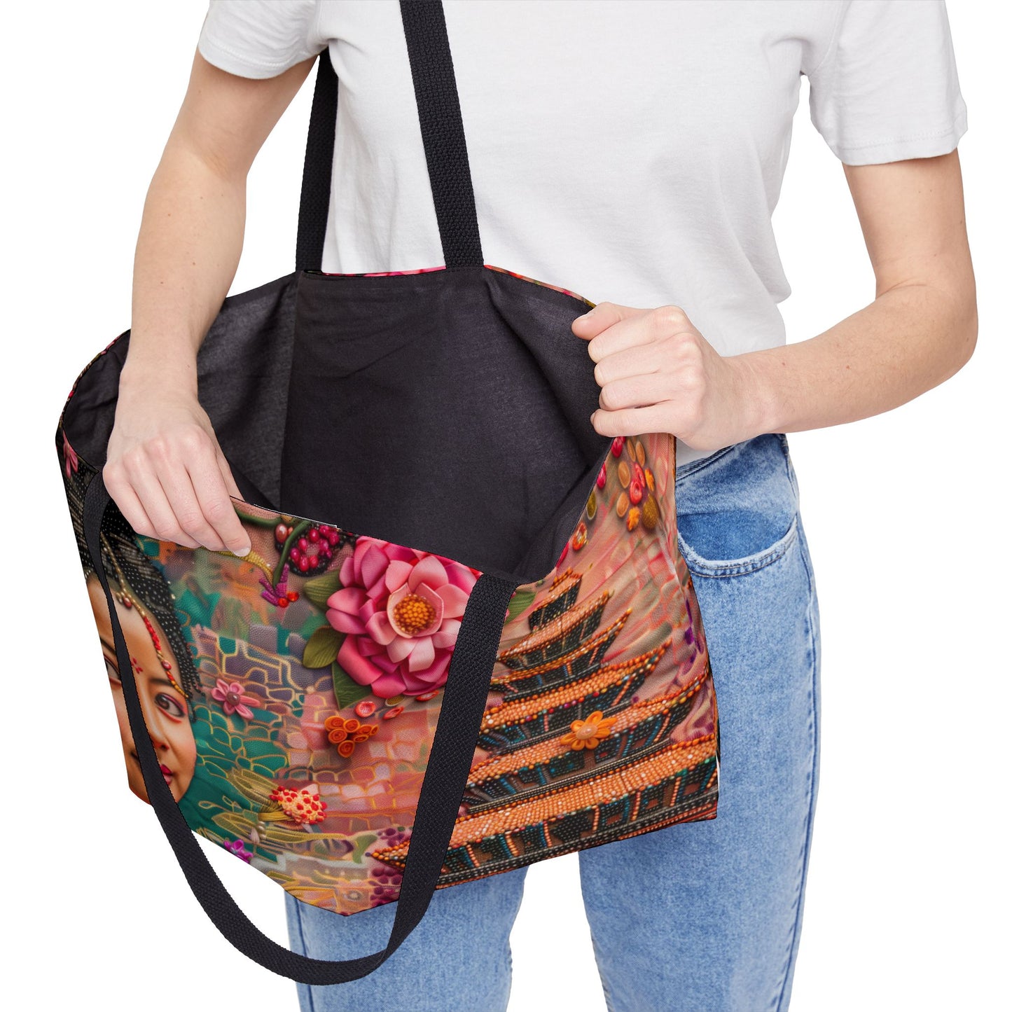 Weekender Tote Bag - Radiant Nepali Woman at Iconic Durbar Square Temple