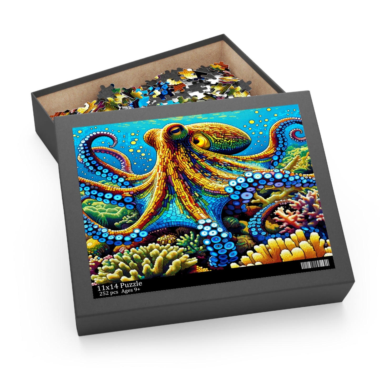 Kaleidoscope of the Deep: The Mesmerizing Mosaic Octopus - Puzzle (120, 252, 500-Piece)