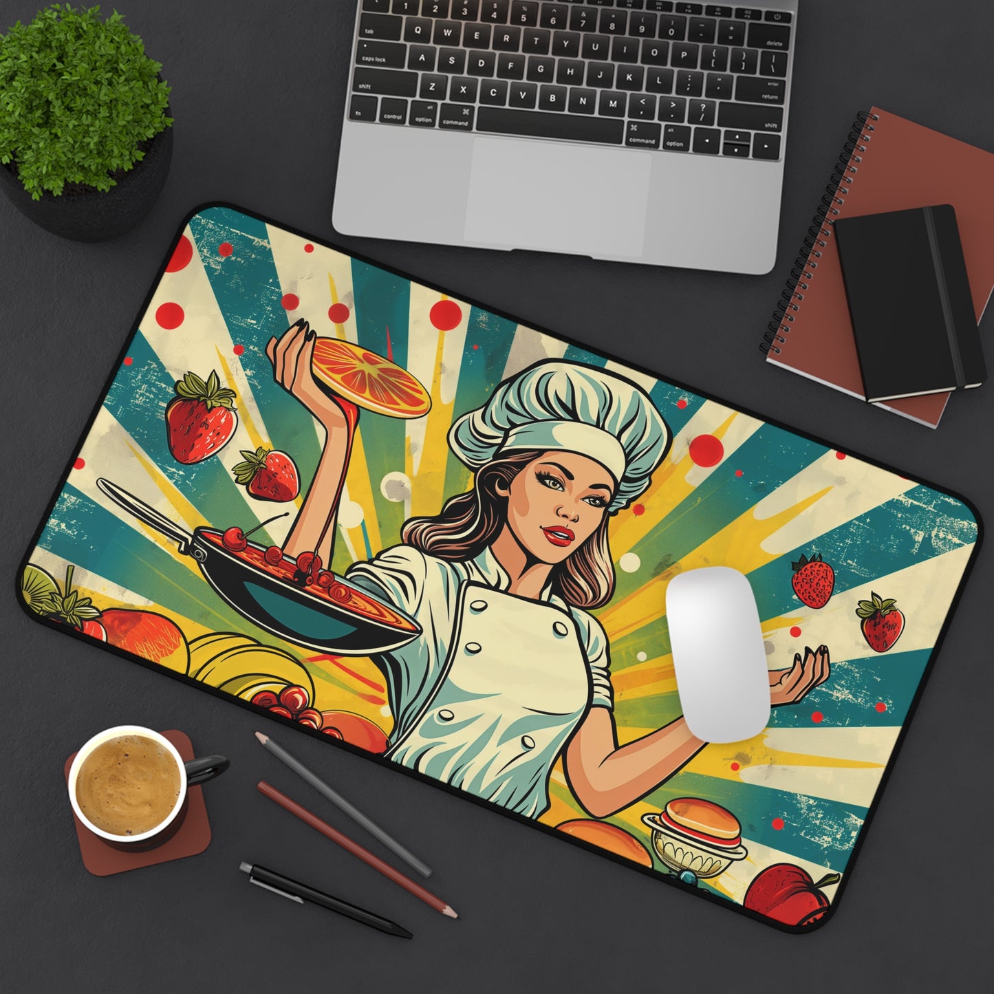Gaming Desk Mat - Chef's Pop Art Paradise