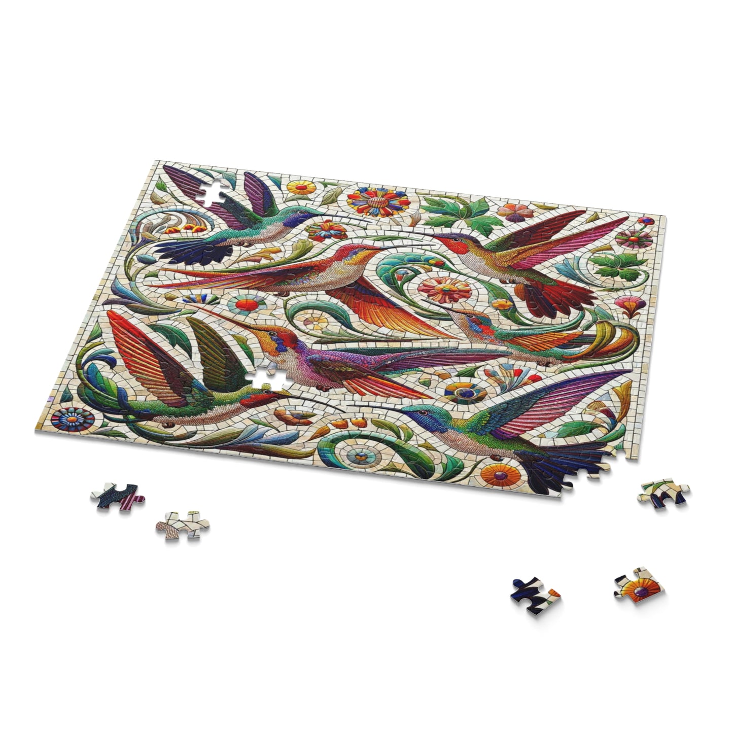 Mosaic Melody: The Dance of Hummingbirds - Puzzle (120, 252, 500-Piece)