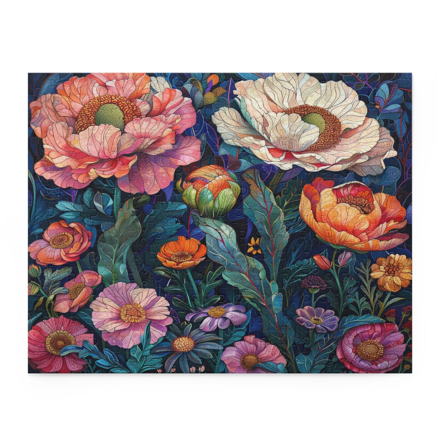 Midnight Bloom: A Symphony of Peonies in Moonlight - Puzzle (120, 252, 500-Piece)