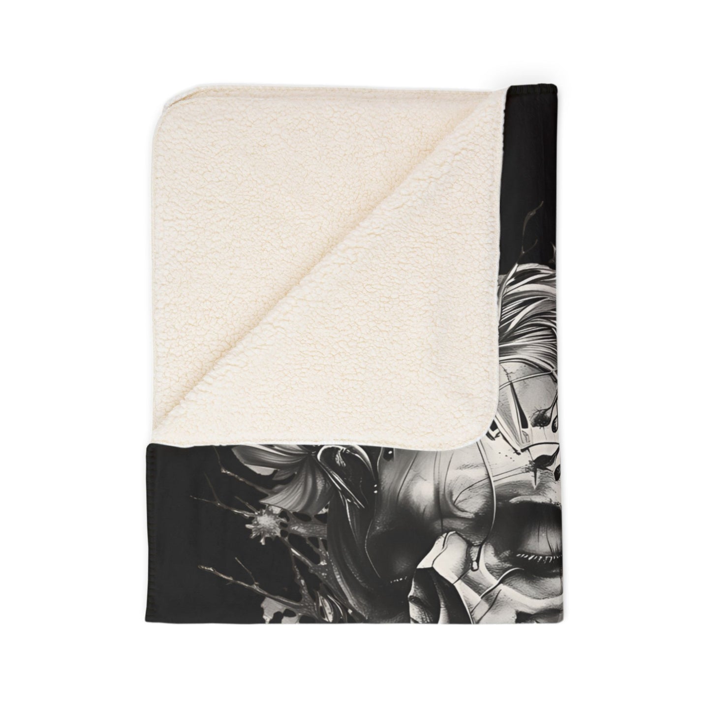 Sherpa Blanket: Custom Bloom & Skull Accent Fleece Throw