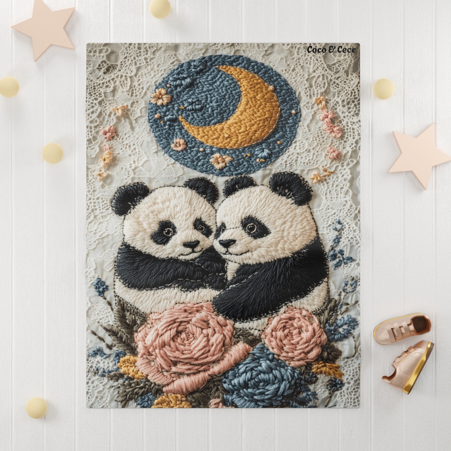 Custom Soft Baby Fleece Blanket - Twin Panda Pals