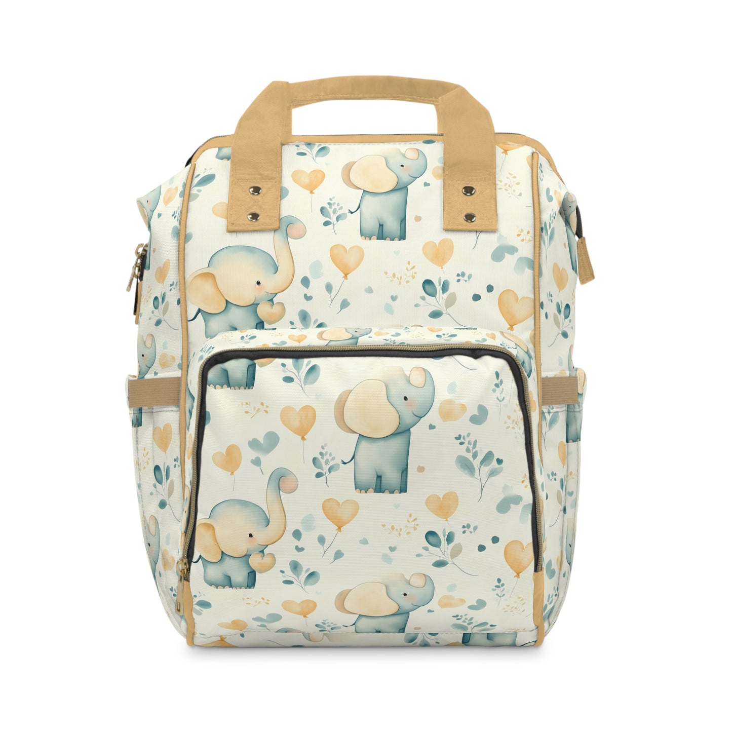 Custom Multifunctional Diaper Backpack: Elephant Embrace Baby Bag