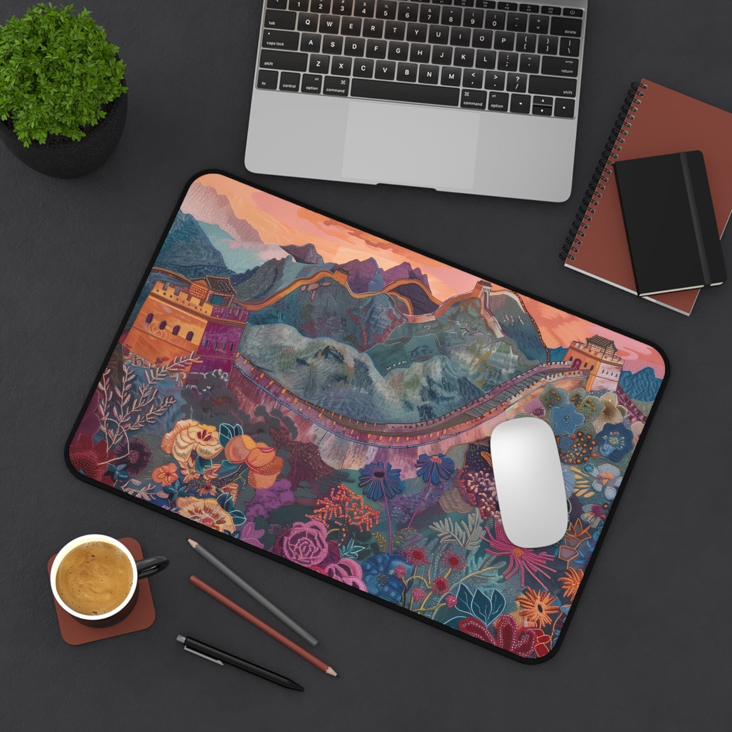Gaming Desk Mat - Majestic Dusk at the Great Wall of China