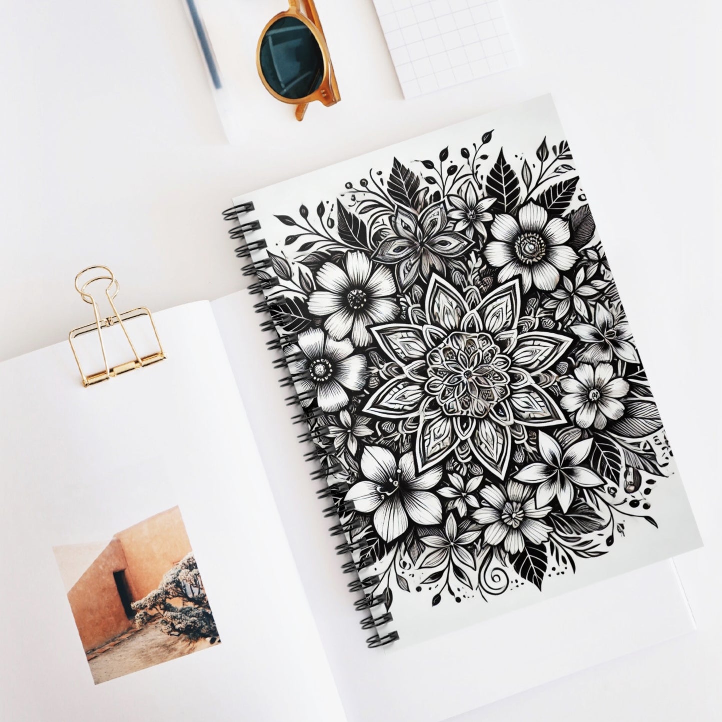 Spiral Notebook - Floral Mandala Tattoo Design