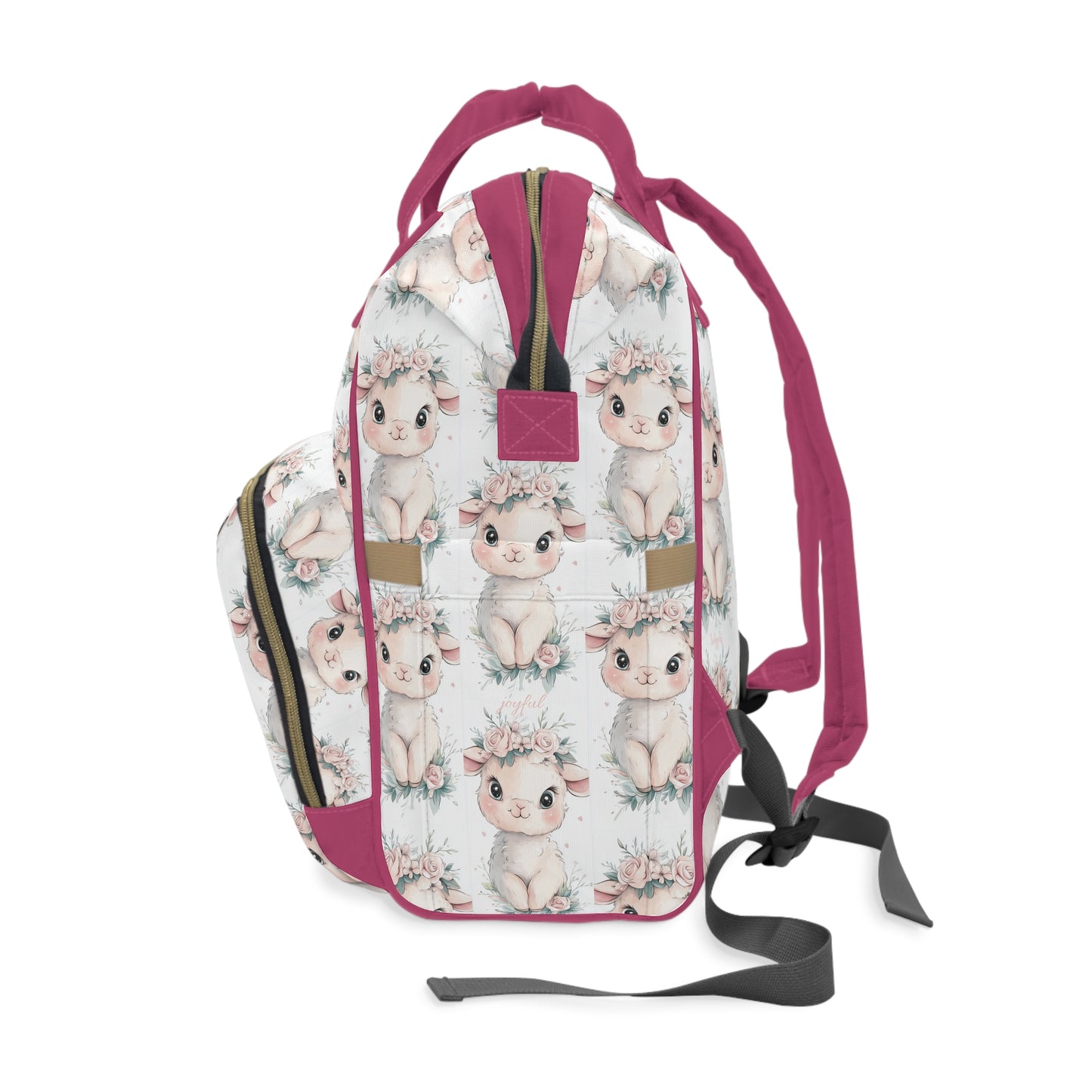 Custom Multifunctional Diaper Backpack: Lamb Lullaby