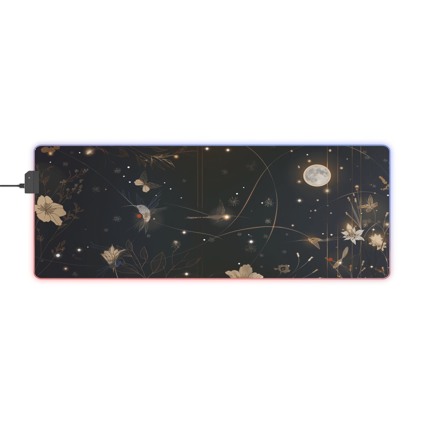 LED Gaming Mouse Pad - Moonlit Enchantment: A Night Garden