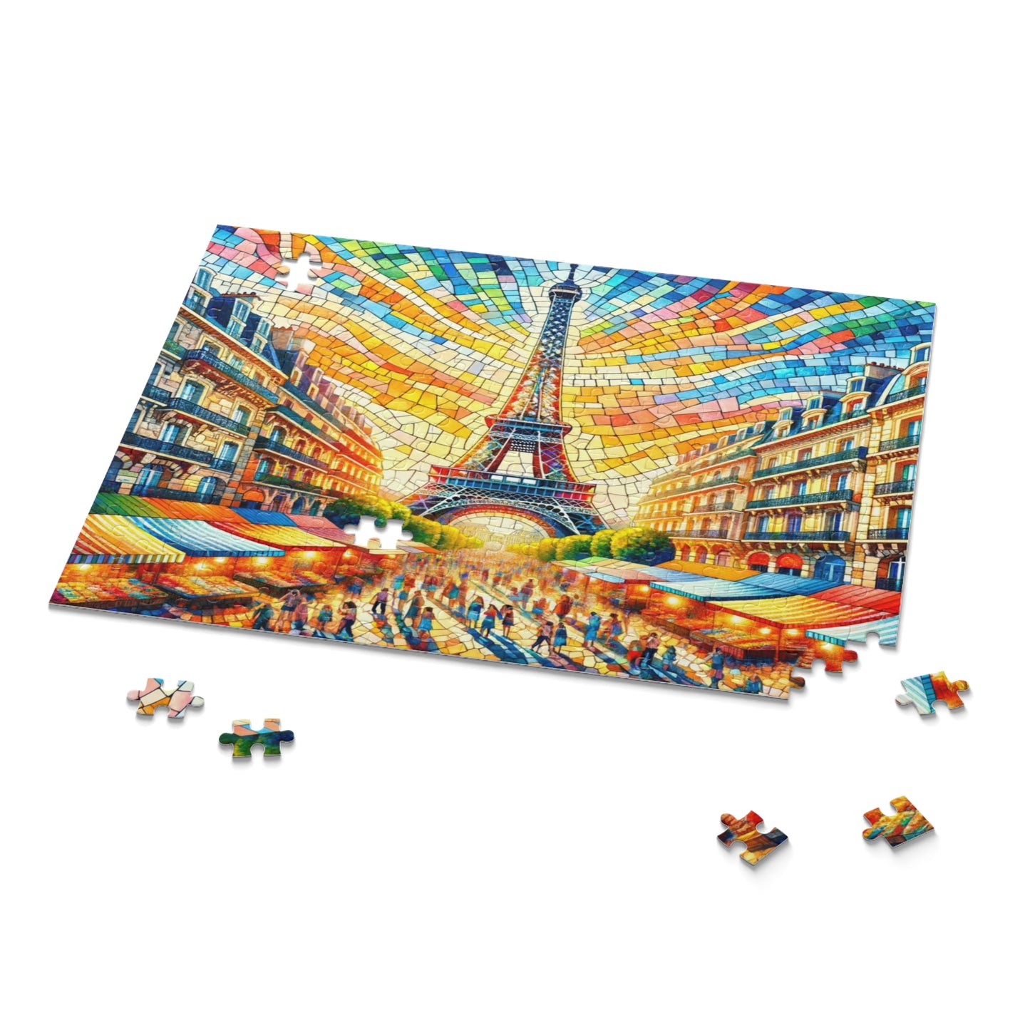 Parisian Splendor: Vibrant Mosaic of the Eiffel Tower - Puzzle (120, 252, 500-Piece)
