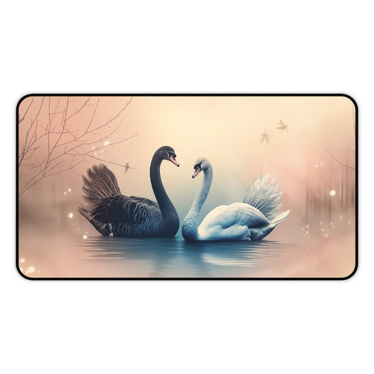 Gaming Desk Mat - Enchanting Swans