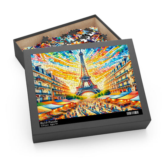 Parisian Splendor: Vibrant Mosaic of the Eiffel Tower - Puzzle (120, 252, 500-Piece)