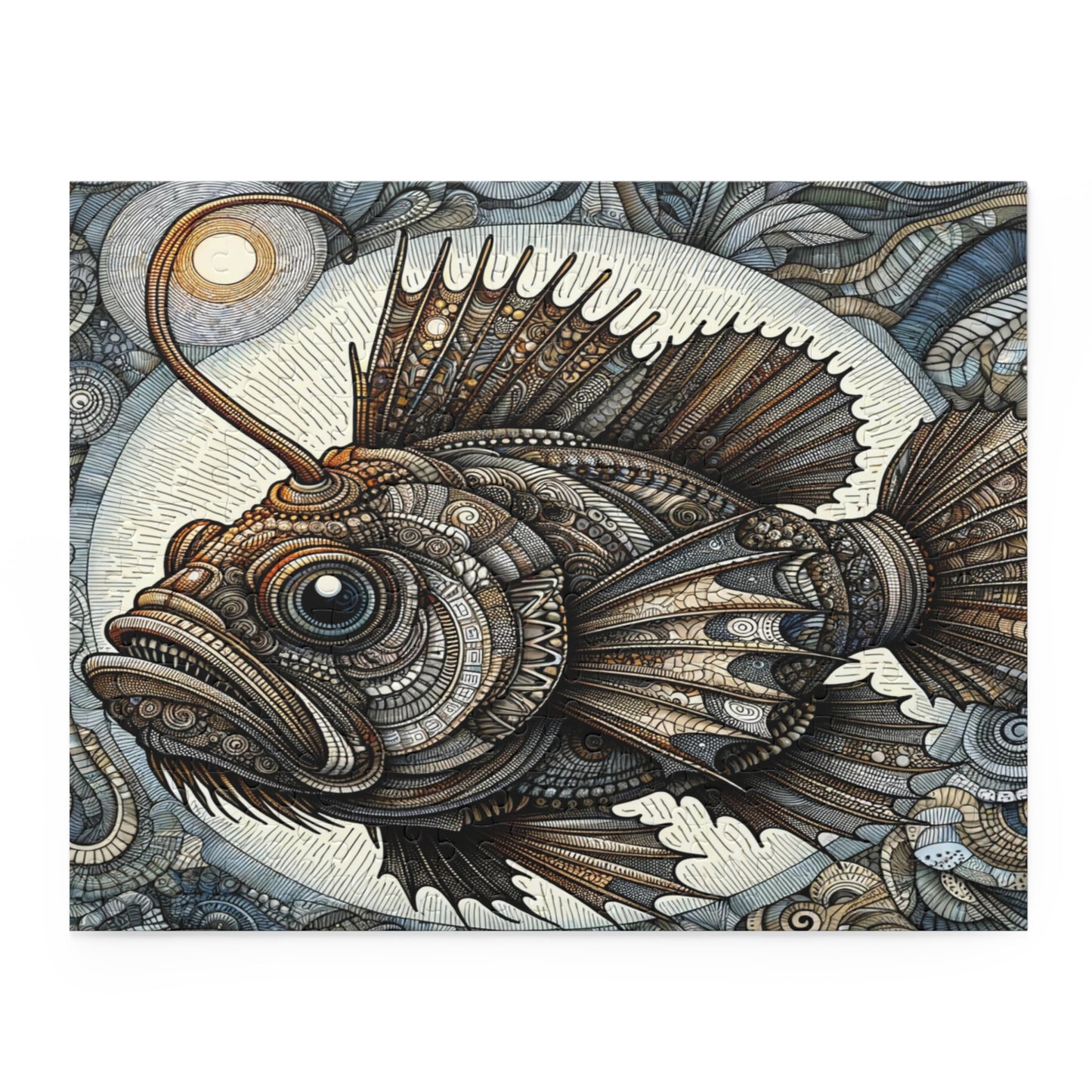 Mystic Angler Fish Puzzle in Zentangle Style - Puzzle (120, 252, 500-Piece)