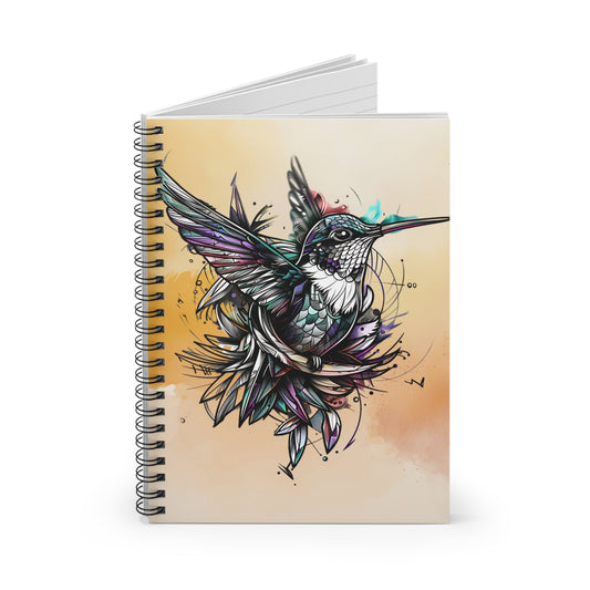 Spiral Notebook - Spectral Flight: The Vibrant Pulse of a Hummingbird in Ink