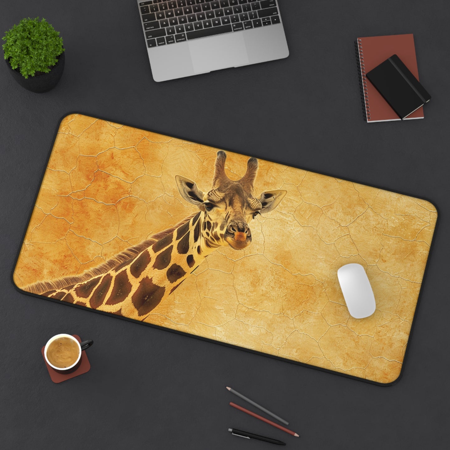 Gaming Desk Mat - Golden Heights: The Majestic Giraffe