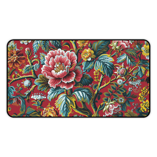 Gaming Desk Mat - Crimson Blossoms