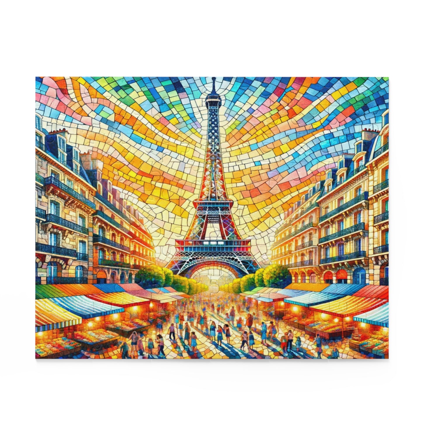 Parisian Splendor: Vibrant Mosaic of the Eiffel Tower - Puzzle (120, 252, 500-Piece)
