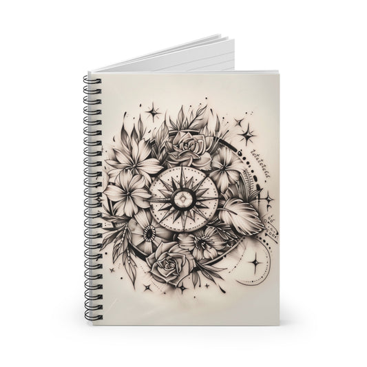 Spiral Notebook - Stellar Bloom: Navigating Beauty through a Floral Compass