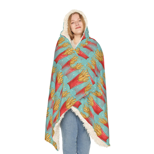 Hooded Snuggle Blanket: Sherpa or Fleece - 'Fries'