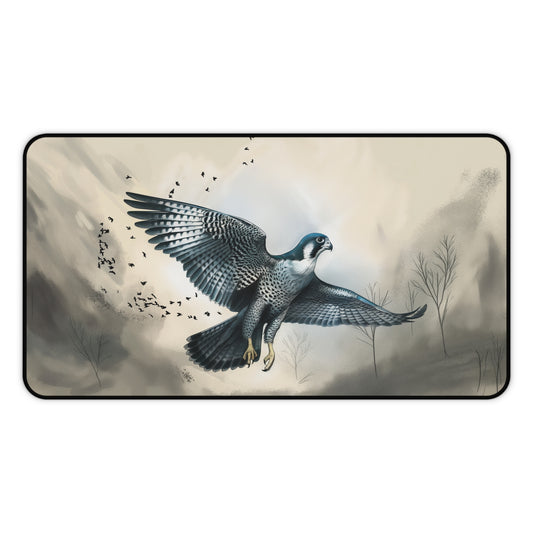 Gaming Desk Mat - Graceful Peregrine Falcon in Flight