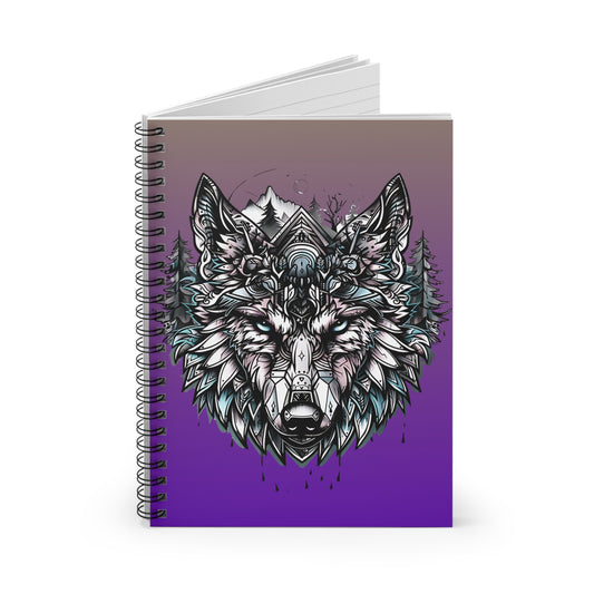 Spiral Notebook - Mystic Wilderness: A Tribal Wolf Tattoo Design_Royal