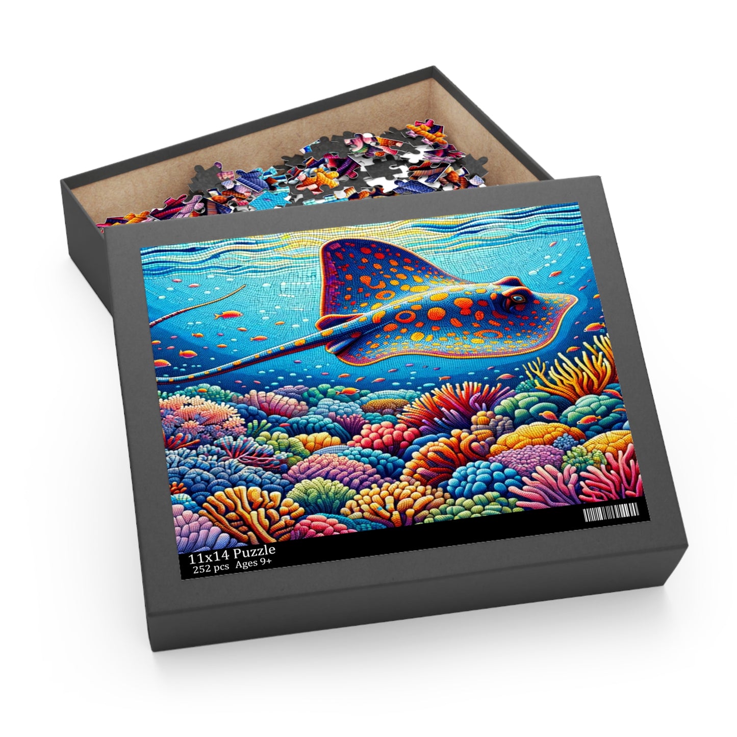 Vibrant Voyage: A Whiptail Stingray Amongst the Coral Splendor - Puzzle (120, 252, 500-Piece)
