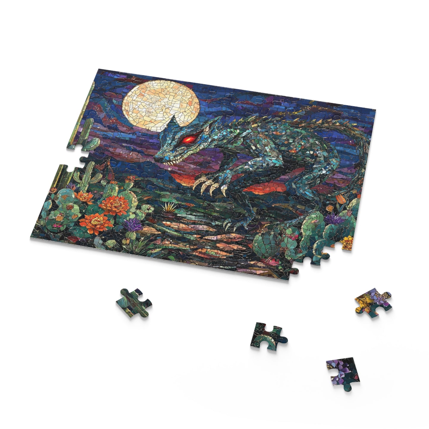 Moonlit Predator: The Chupacabra's Desert Hunt - Custom Jigsaw Puzzle (120, 252, 500-Piece)