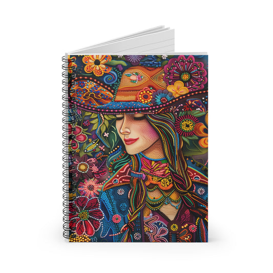 Spiral Notebook - Blossom Cowgirl: A Symphony of Colors and Patterns