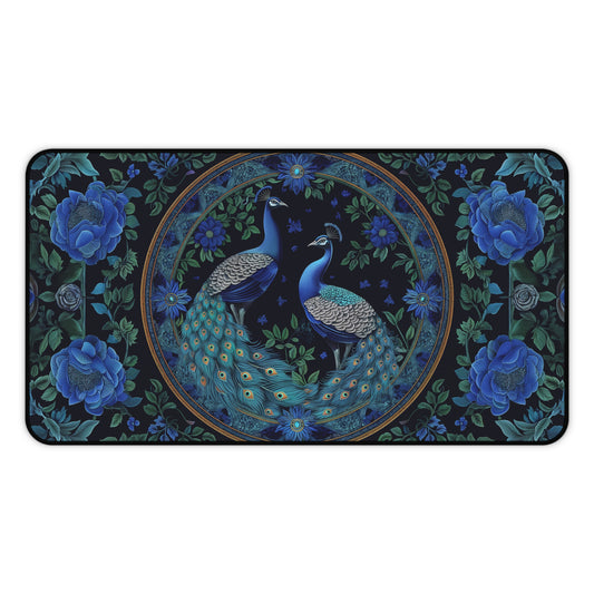 Gaming Desk Mat - Ornamental Peacocks